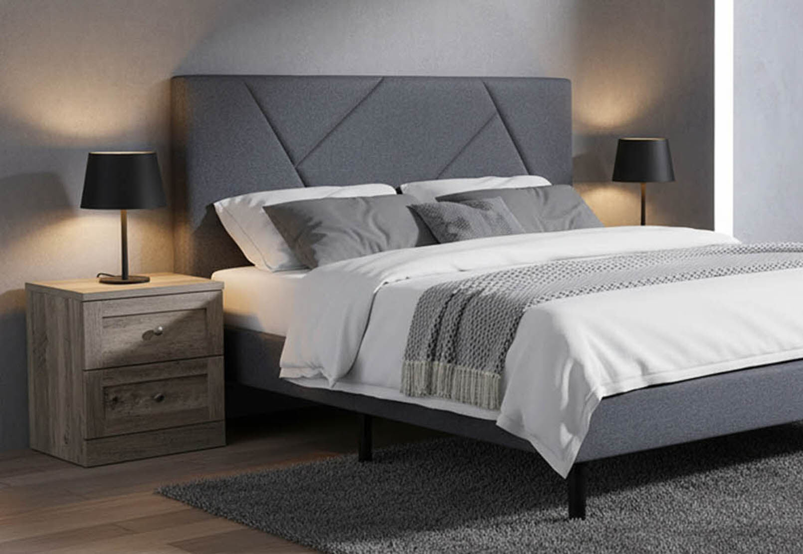 ALYO 2 DRAWER BEDSIDE ASH