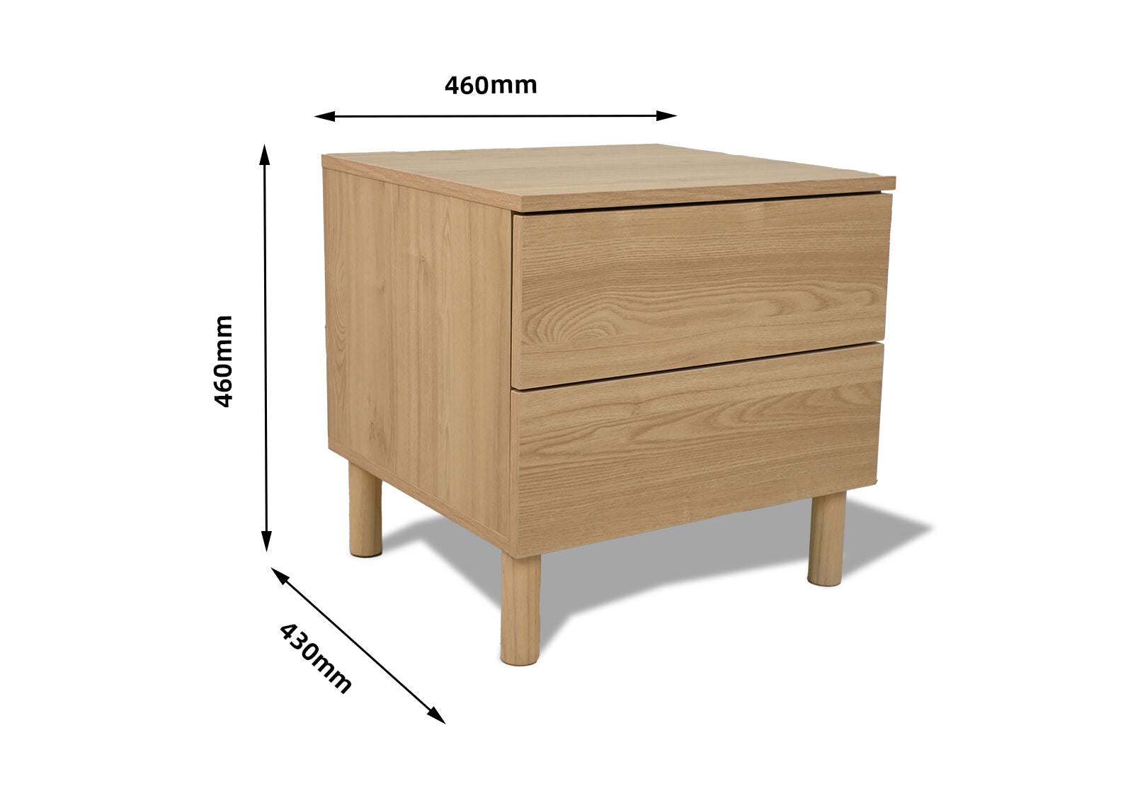MILANI 2 DRAWER BEDSIDE OAK