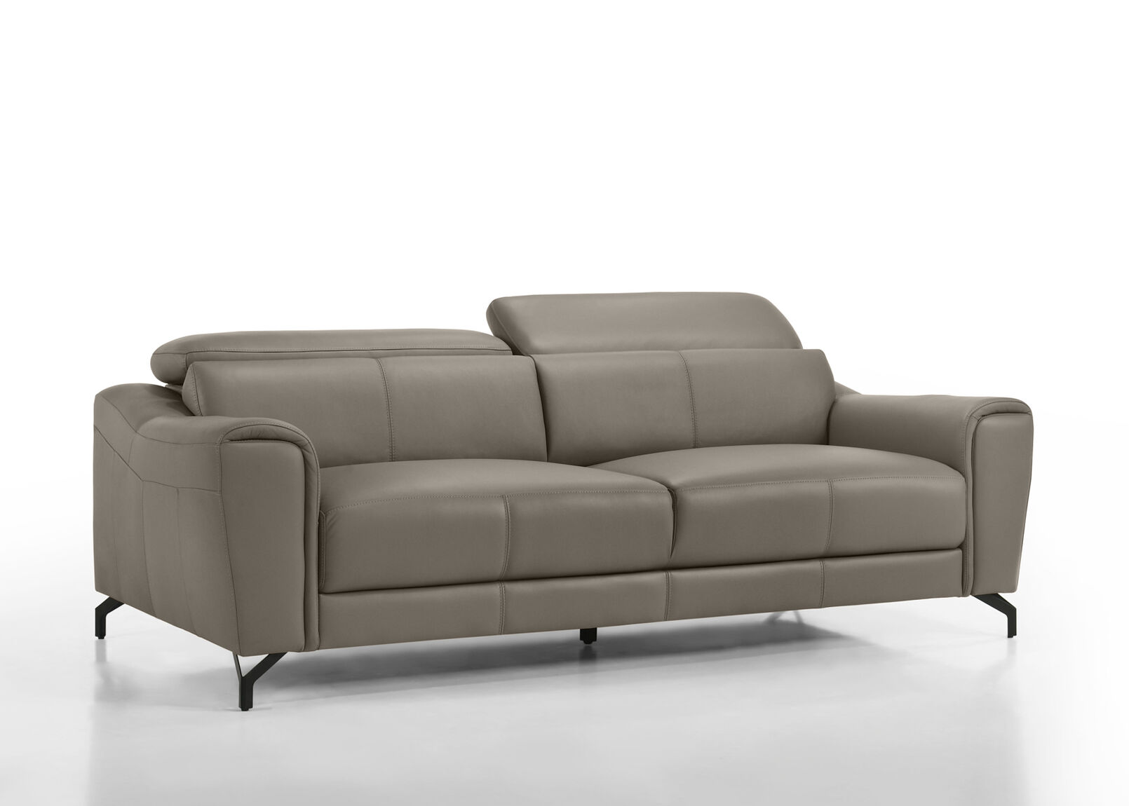 PELOSI LEATHER 3 SEATER SOFA MID GREY