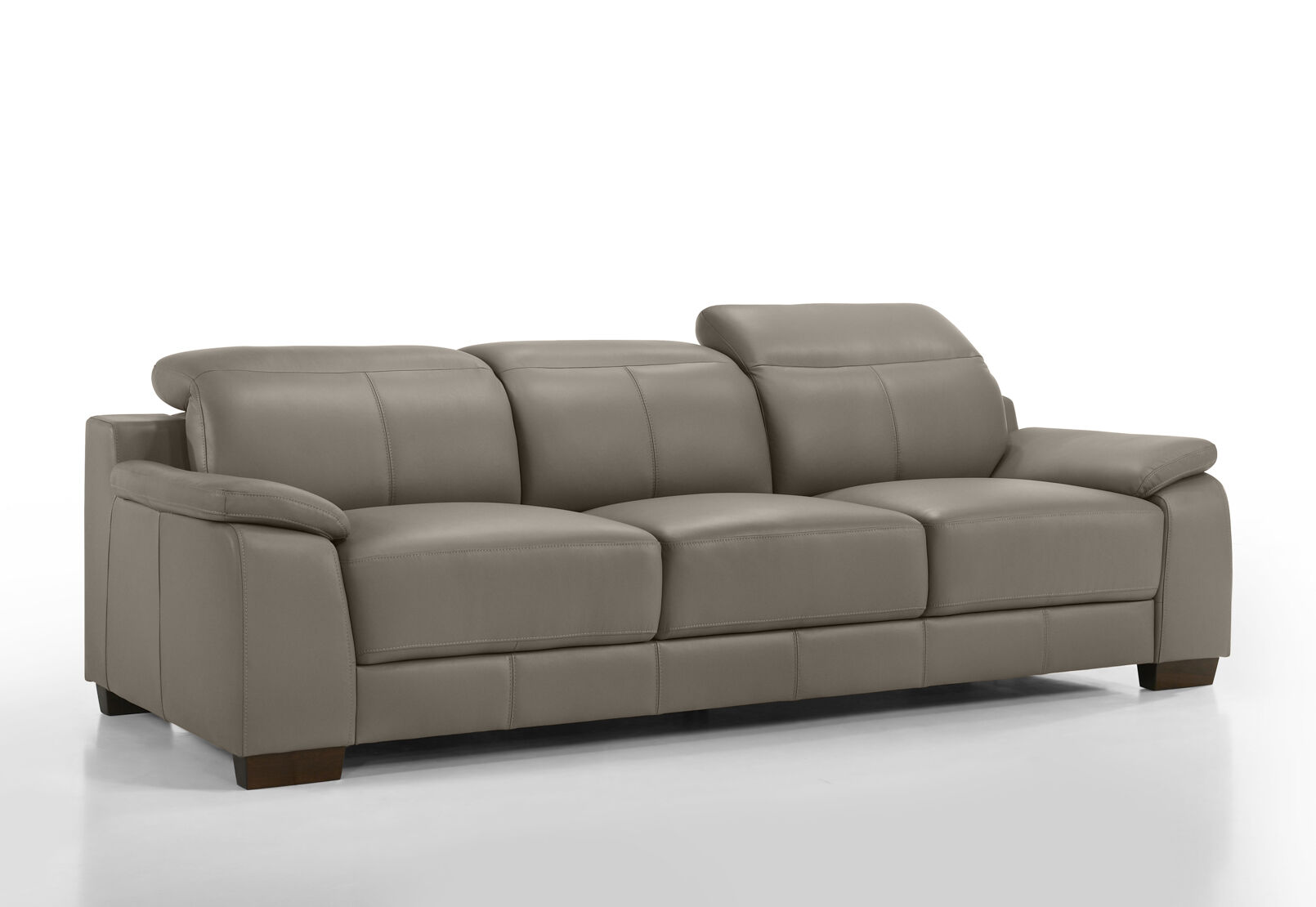 ESCHER LEATHER 3 SEATER SOFA MID GREY