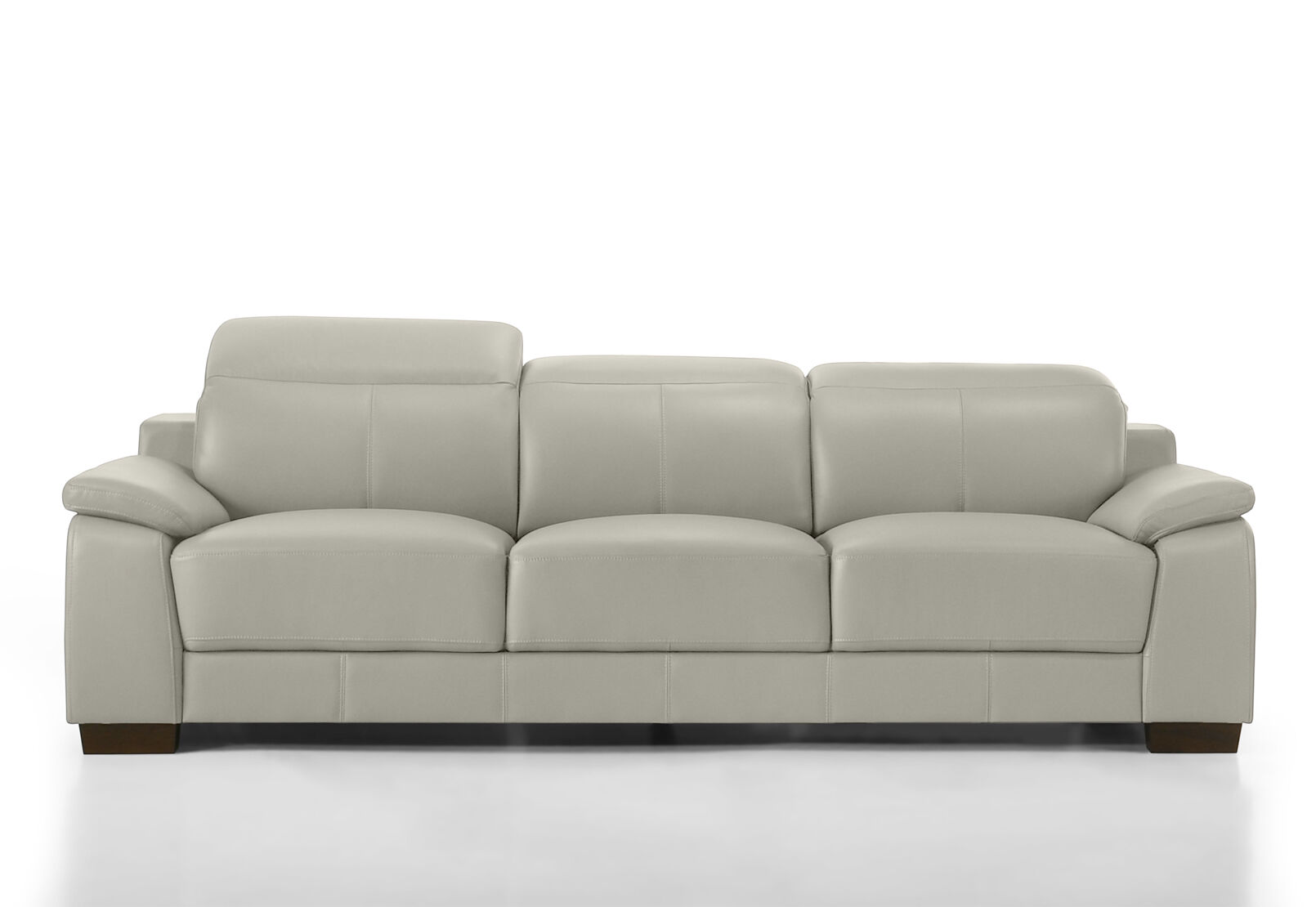 ESCHER LEATHER 3 SEATER SOFA LIGHT GREY