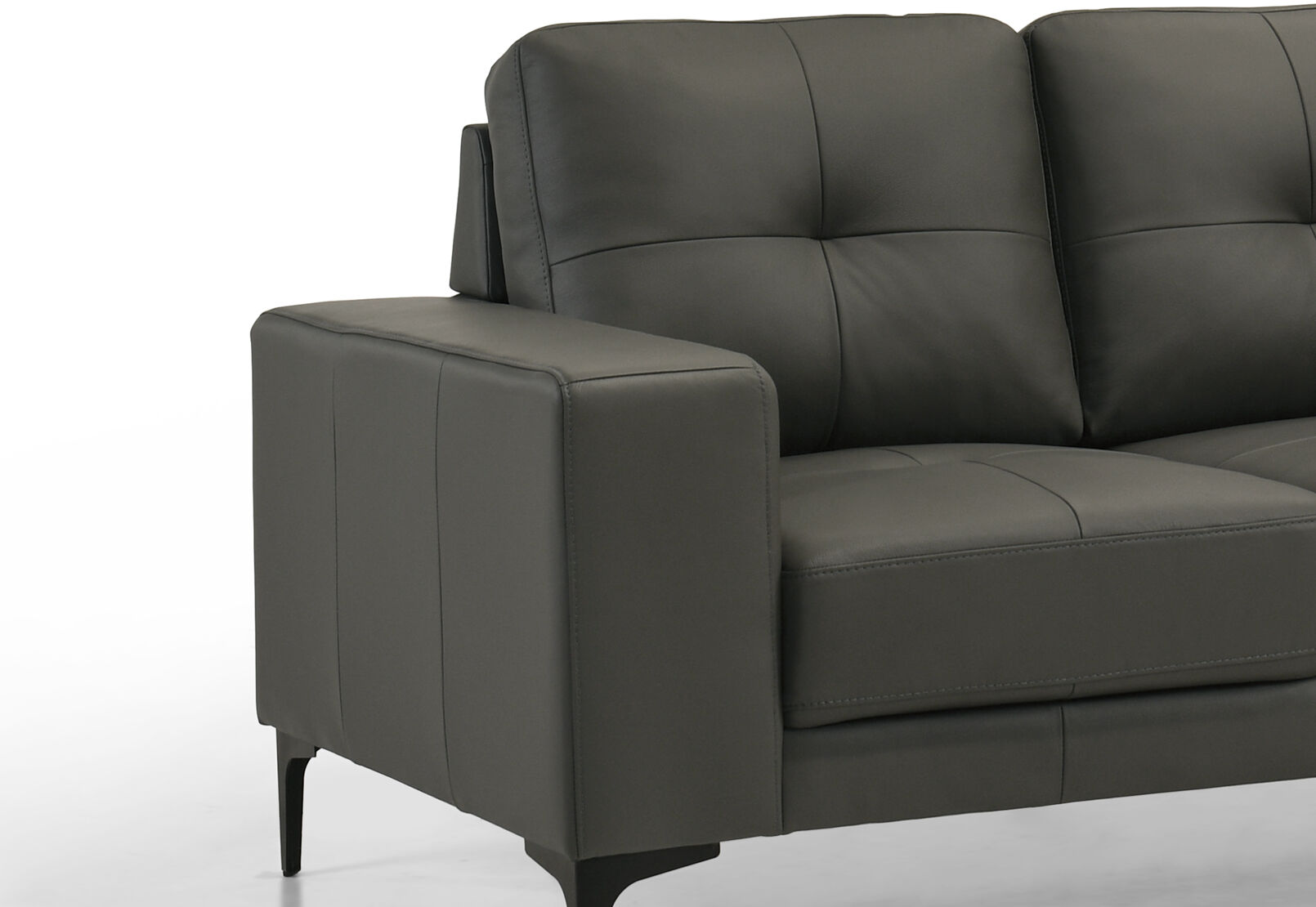 NEVILLE LEATHER 2 SEATER SOFA DARK GREY