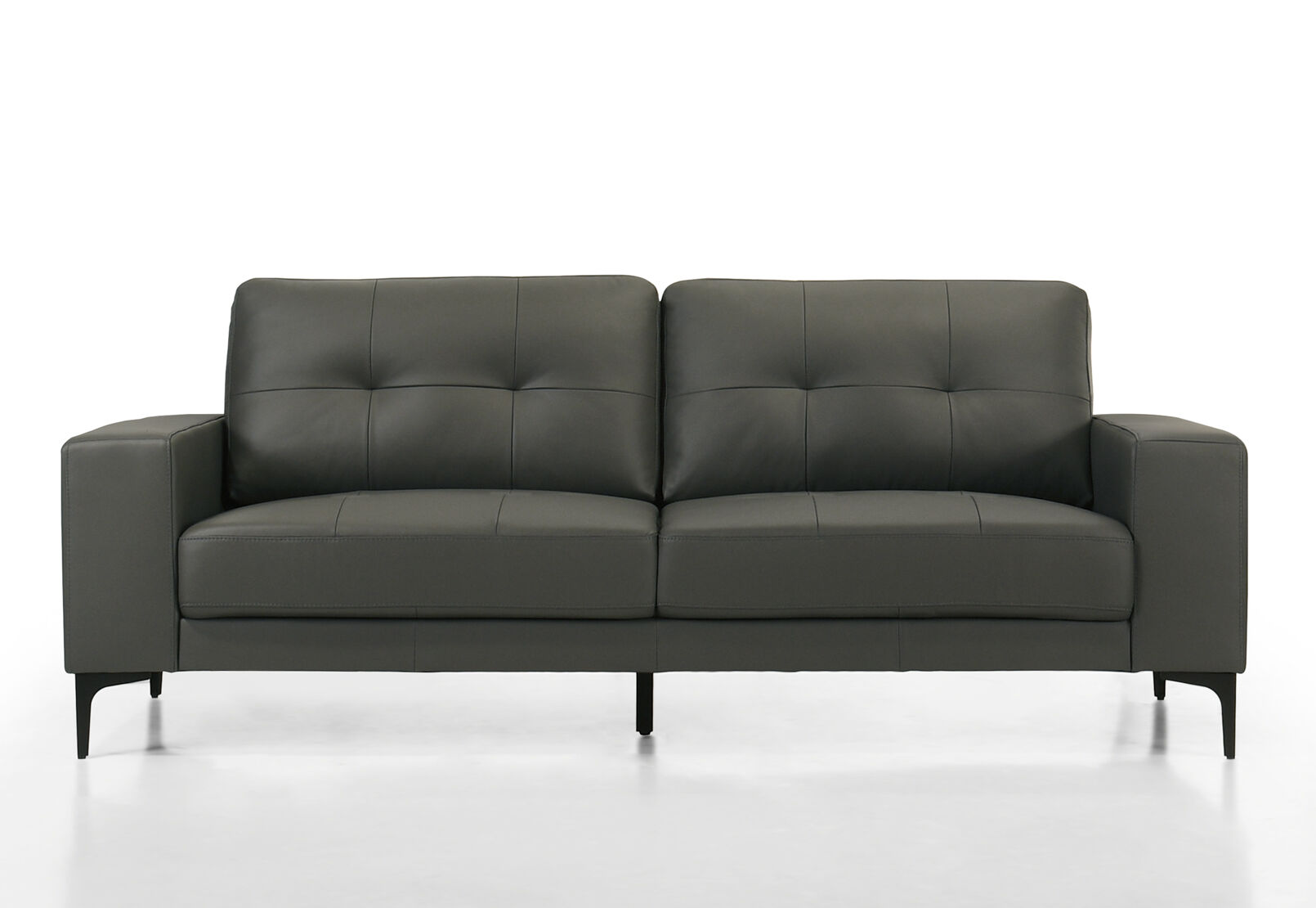 NEVILLE LEATHER 3 SEATER SOFA DARK GREY