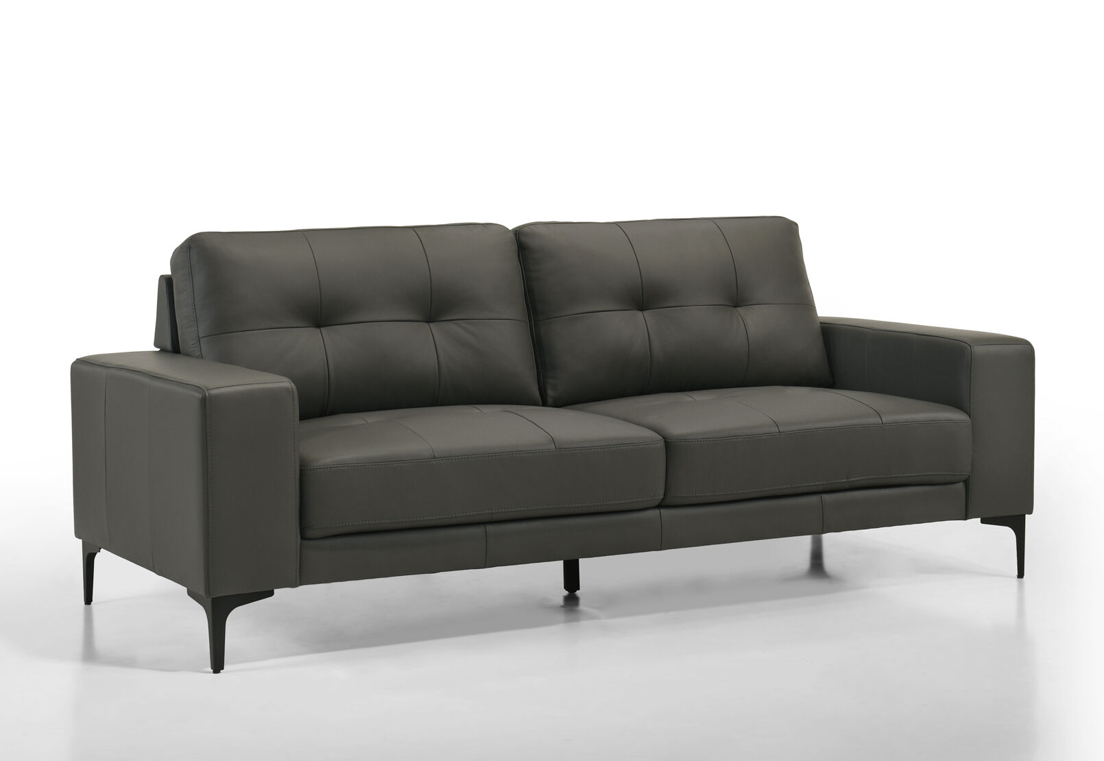 NEVILLE LEATHER 3 SEATER SOFA DARK GREY