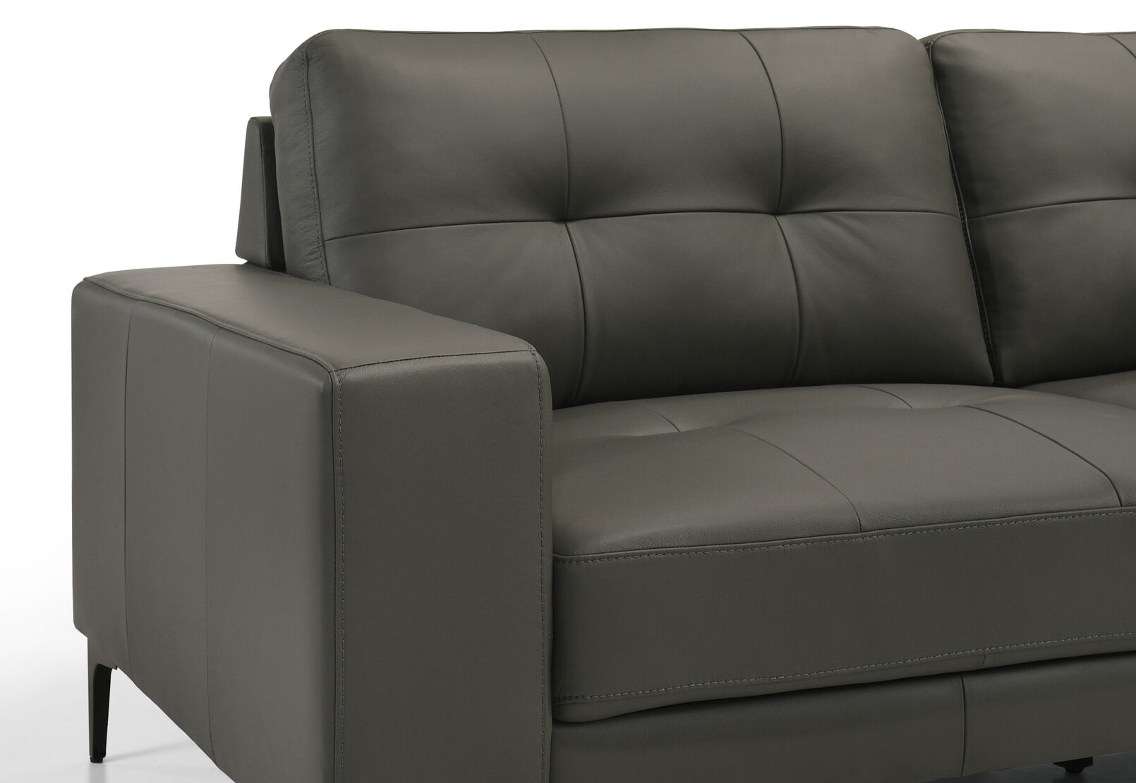 NEVILLE LEATHER 3 SEATER SOFA DARK GREY
