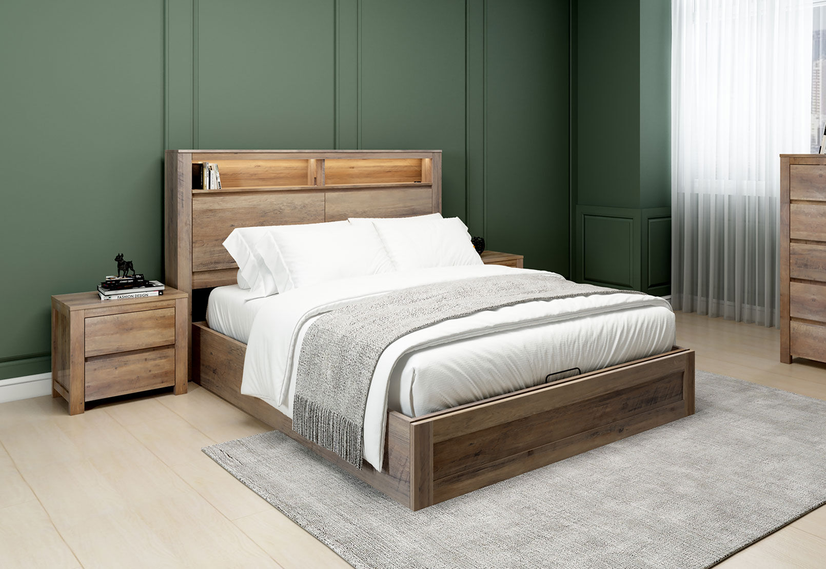 VALDA QUEEN LIFT BED WALNUT