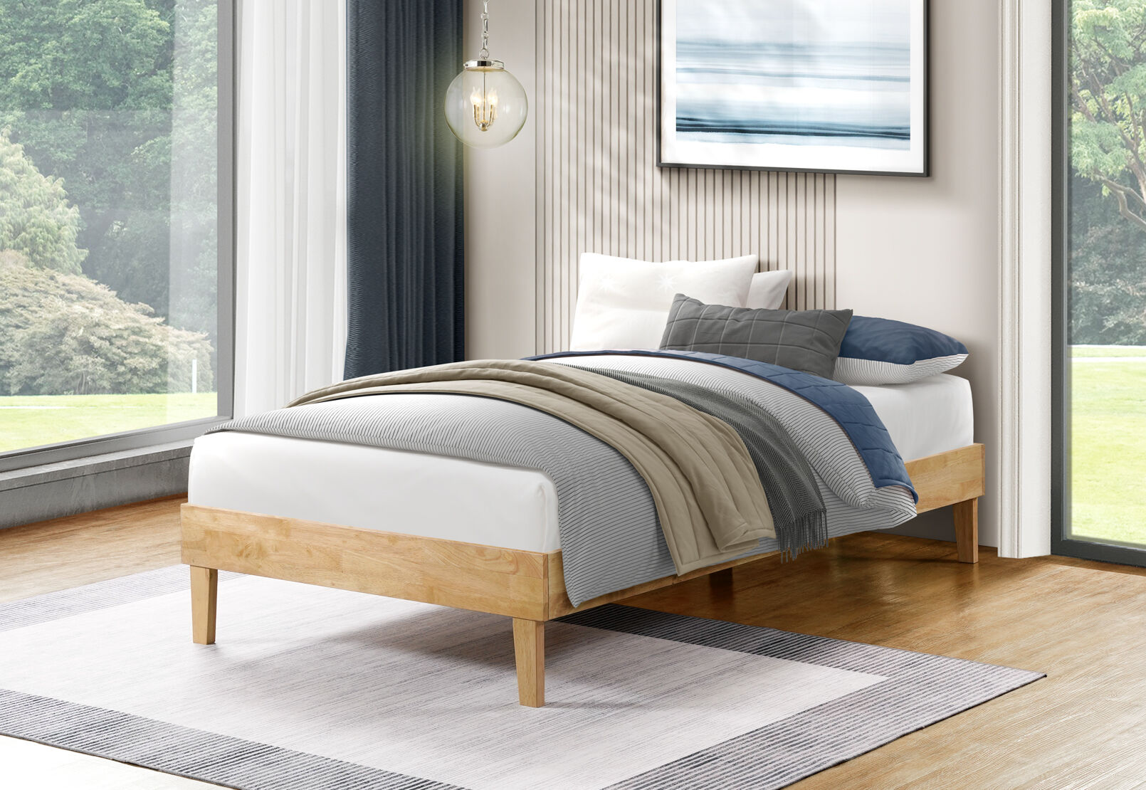 CRAIG KING SINGLE BED BASE LIGHT OAK