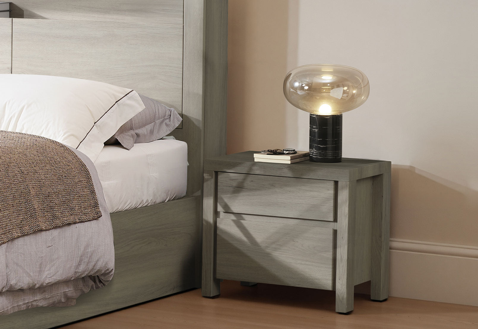 ARMOY 2 DRAWER BEDSIDE GREY