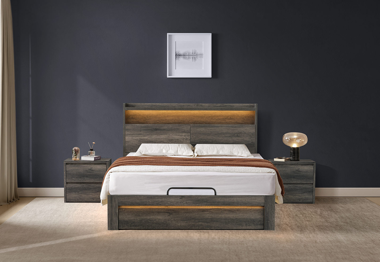 VESPERA QUEEN BED DARK GREY
