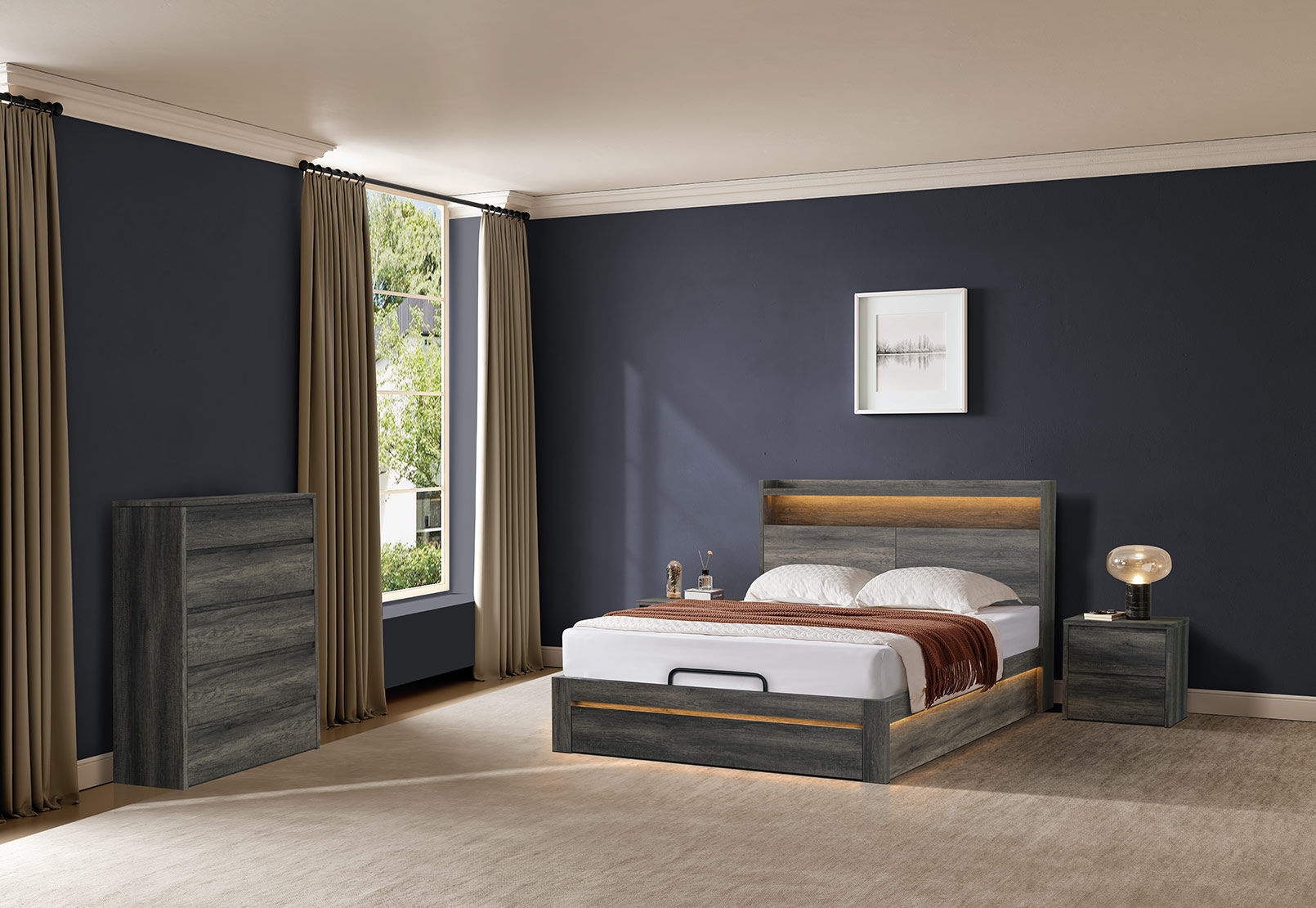 VESPERA QUEEN BED DARK GREY