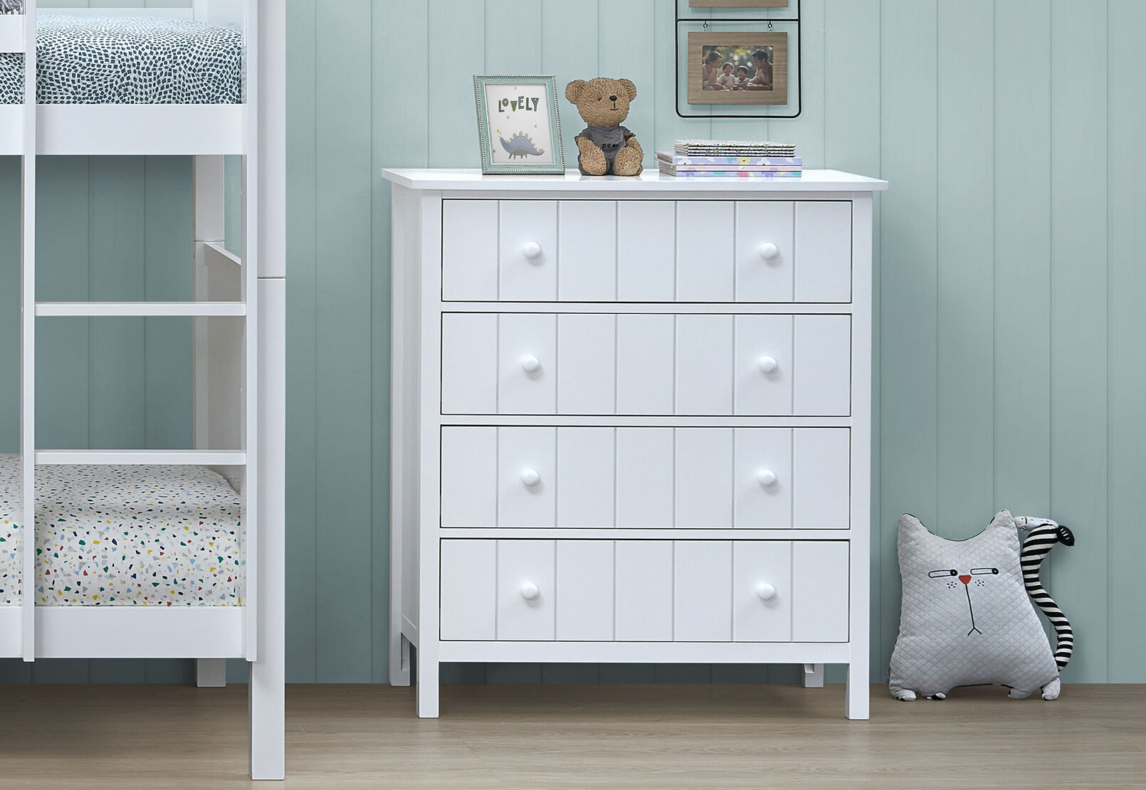 KENORA 4 DRAWER TALL CHEST WHITE