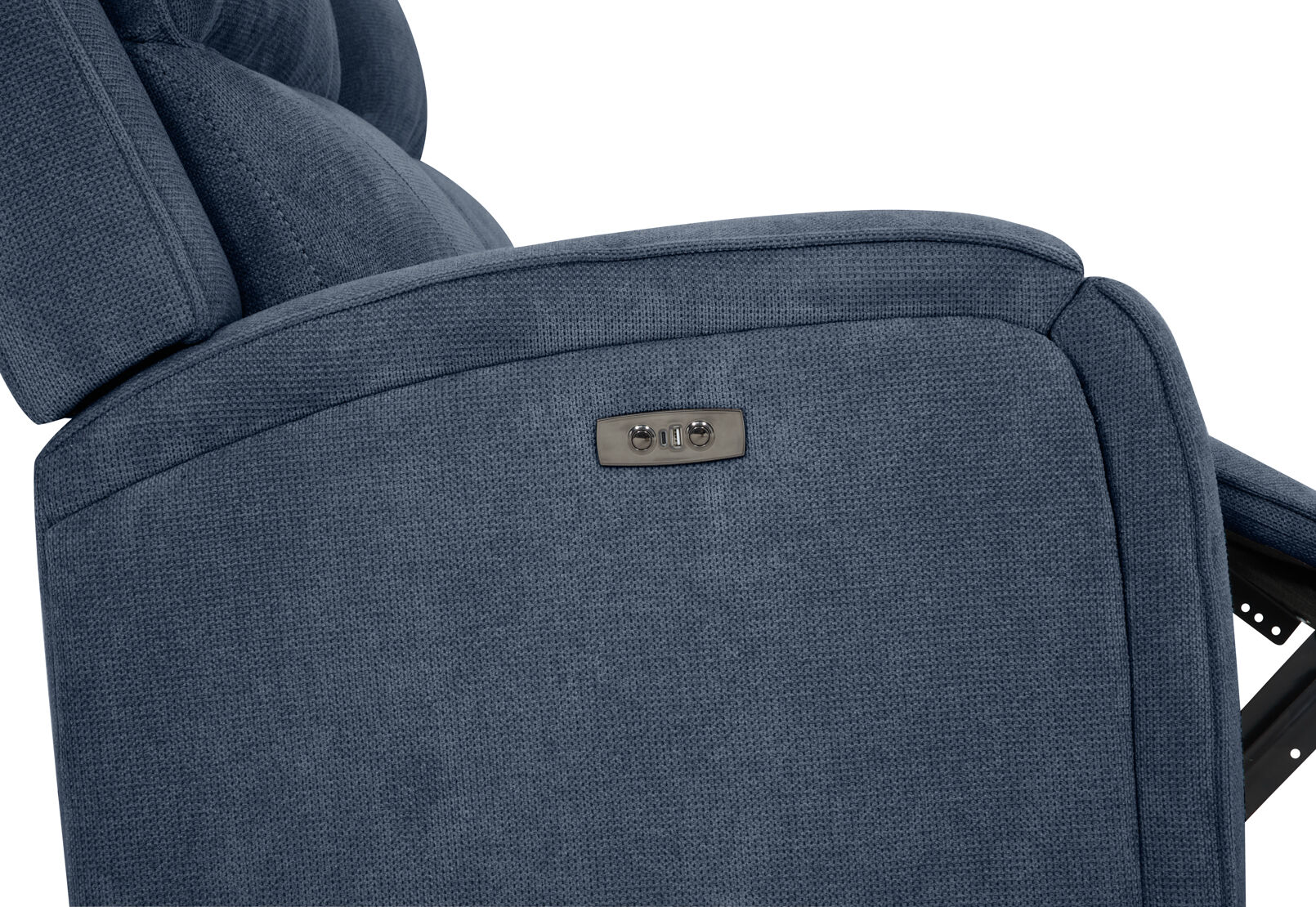 BAYTOWN FABRIC 2 SEATER ELECTRIC RECLINERS WITH CONSOLE NAVY
