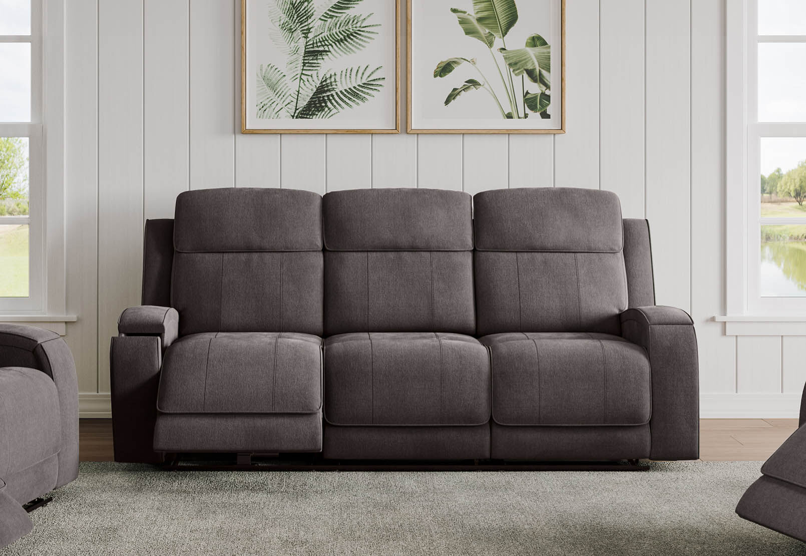 BAYTOWN FABRIC 3 SEATER ELECTRIC RECLINERS GREY