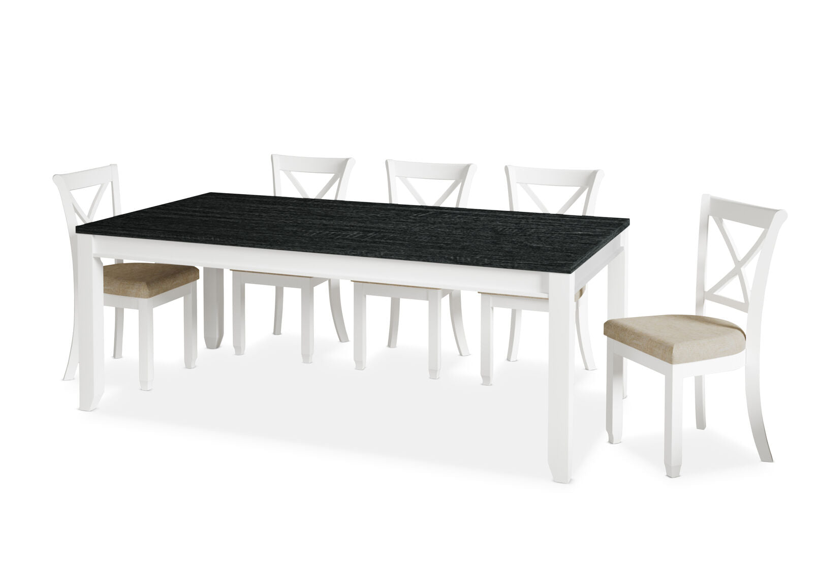 CASSEL 7 PIECE DINING SUITE WITH MALU DINING CHAIRS WHITE