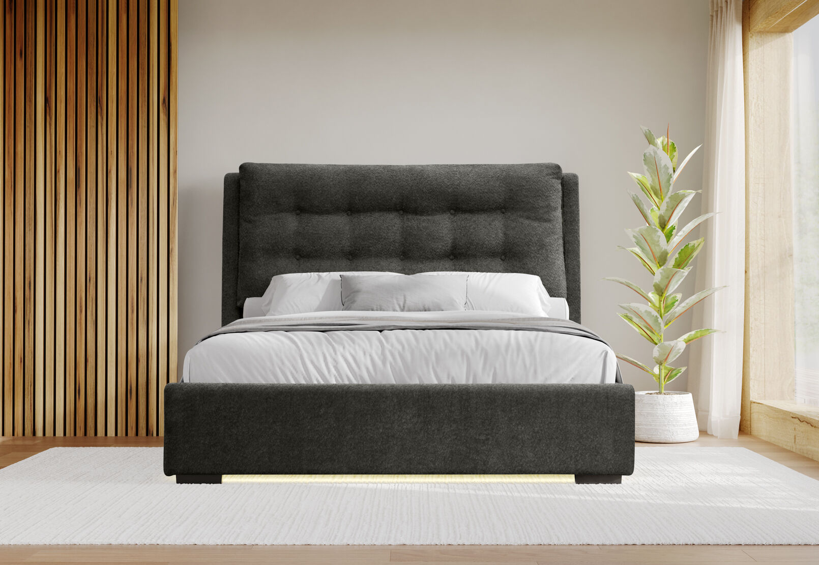 MORI QUEEN BED CHARCOAL