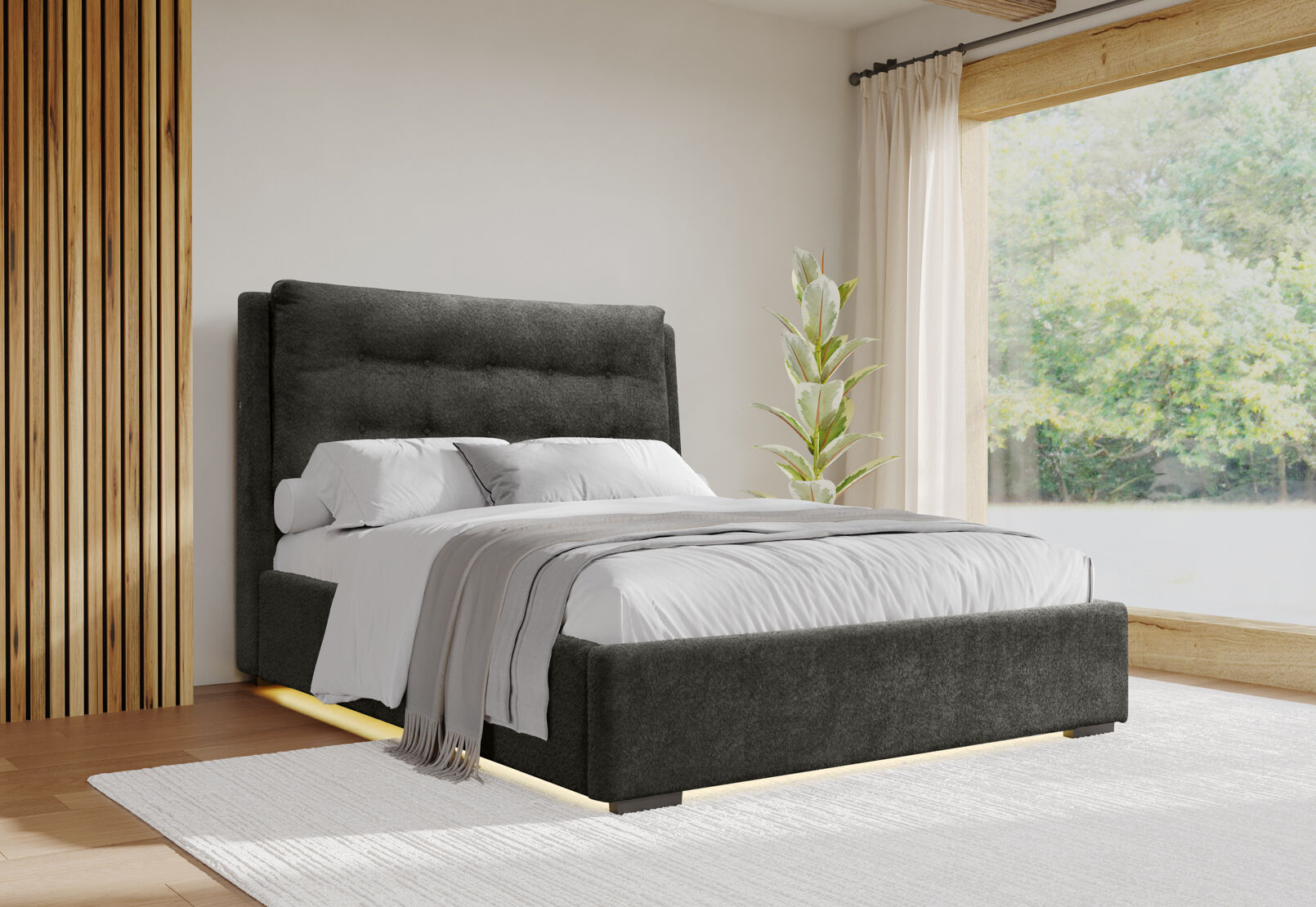 MORI QUEEN BED CHARCOAL