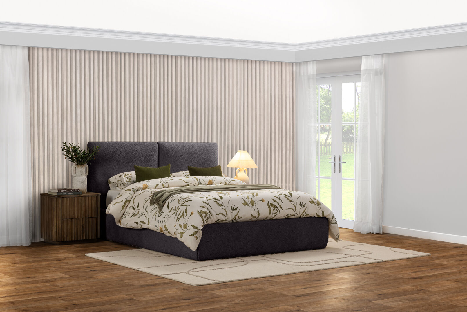 PUEBLO QUEEN BED DARK GREY