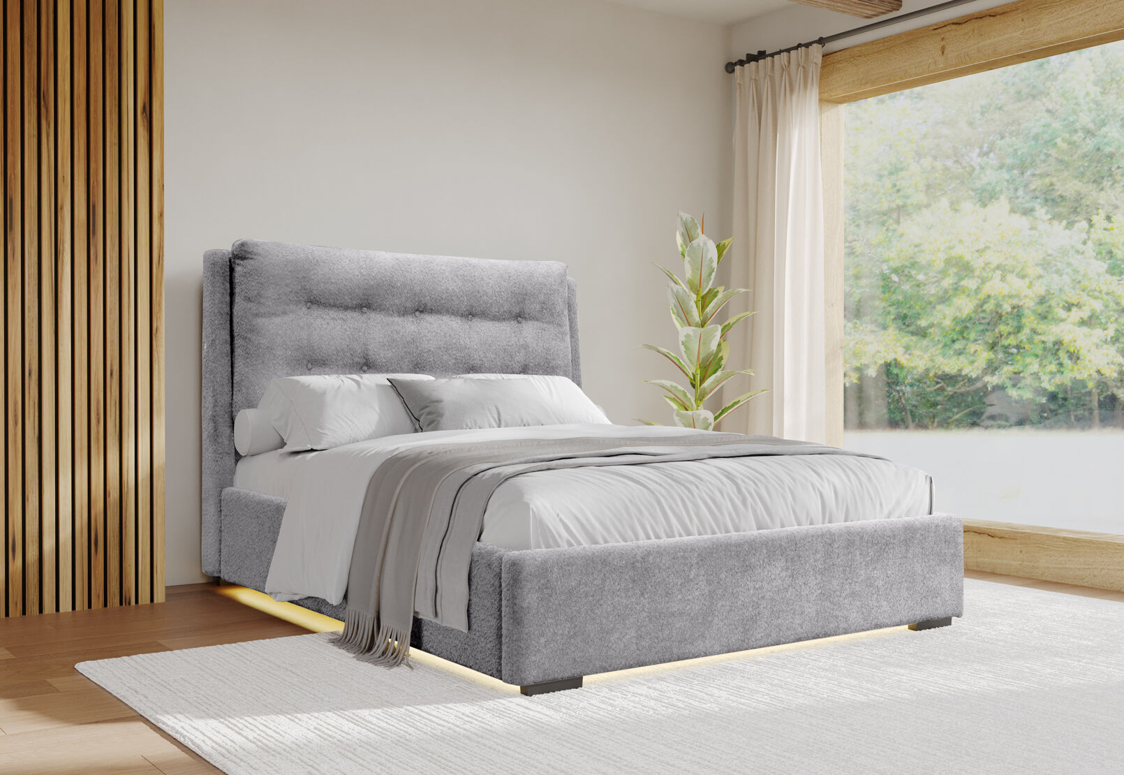 MORI QUEEN BED LIGHT GREY