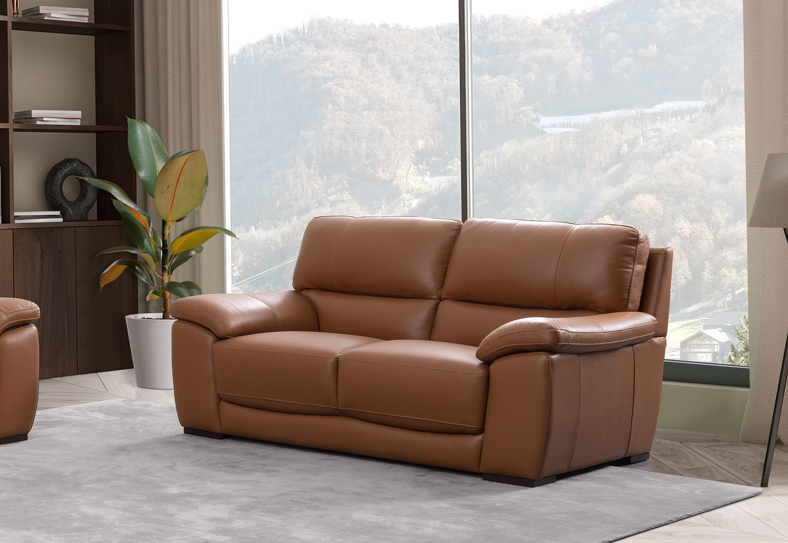 WILCOT LEATHER 2 SEATER SOFA TAN