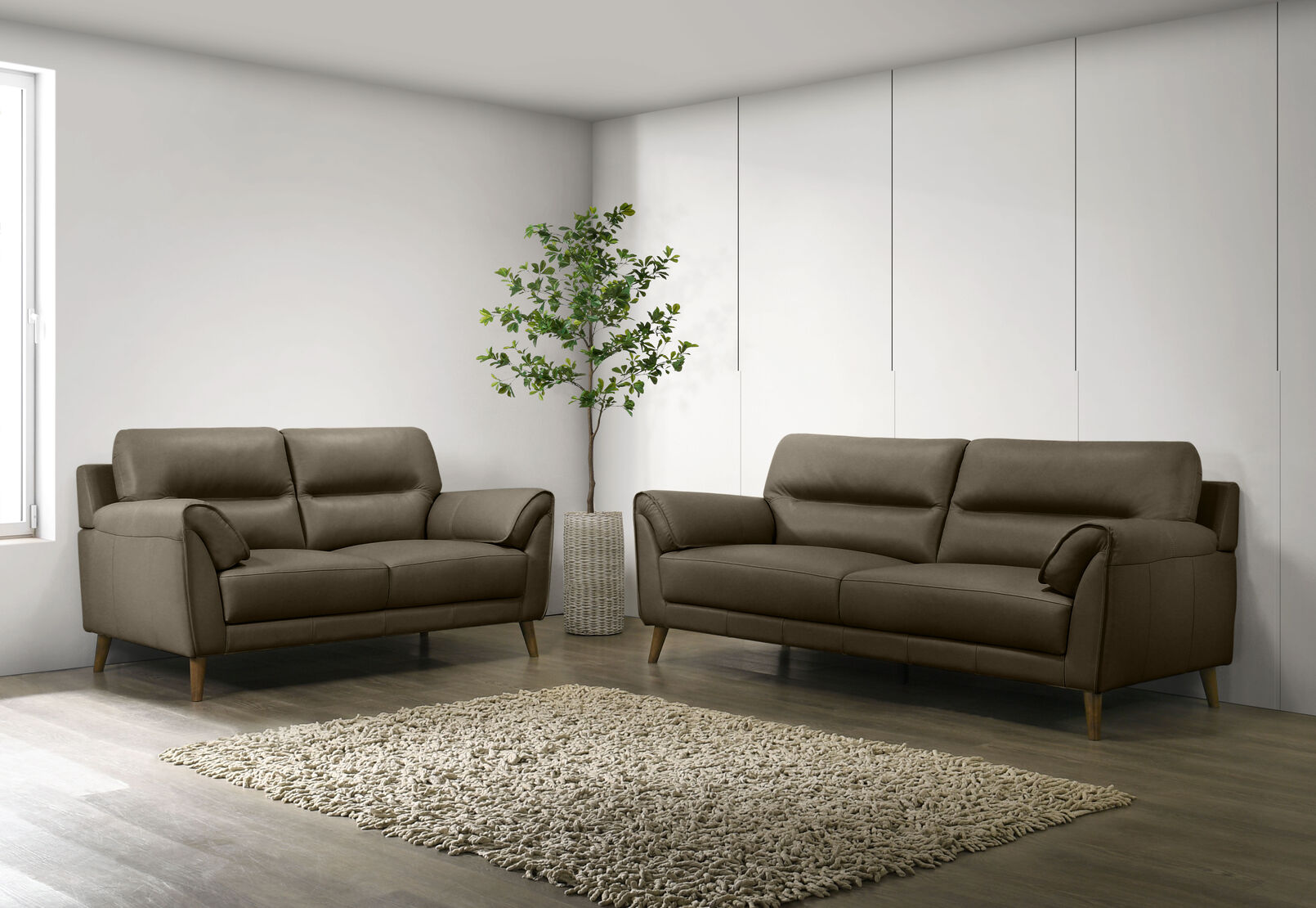 CARNABY LEATHER 2 Seater Sofa OLIVE GREEN