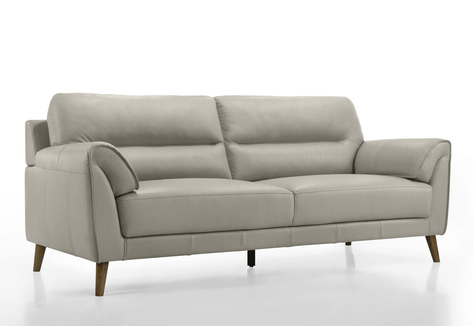 CARNABY LEATHER 3 SEATER SOFA LIGHT GREY