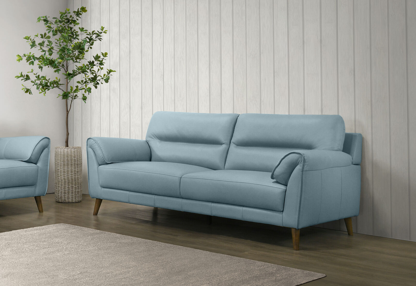 CARNABY LEATHER 3 SEATER SOFA BLUE