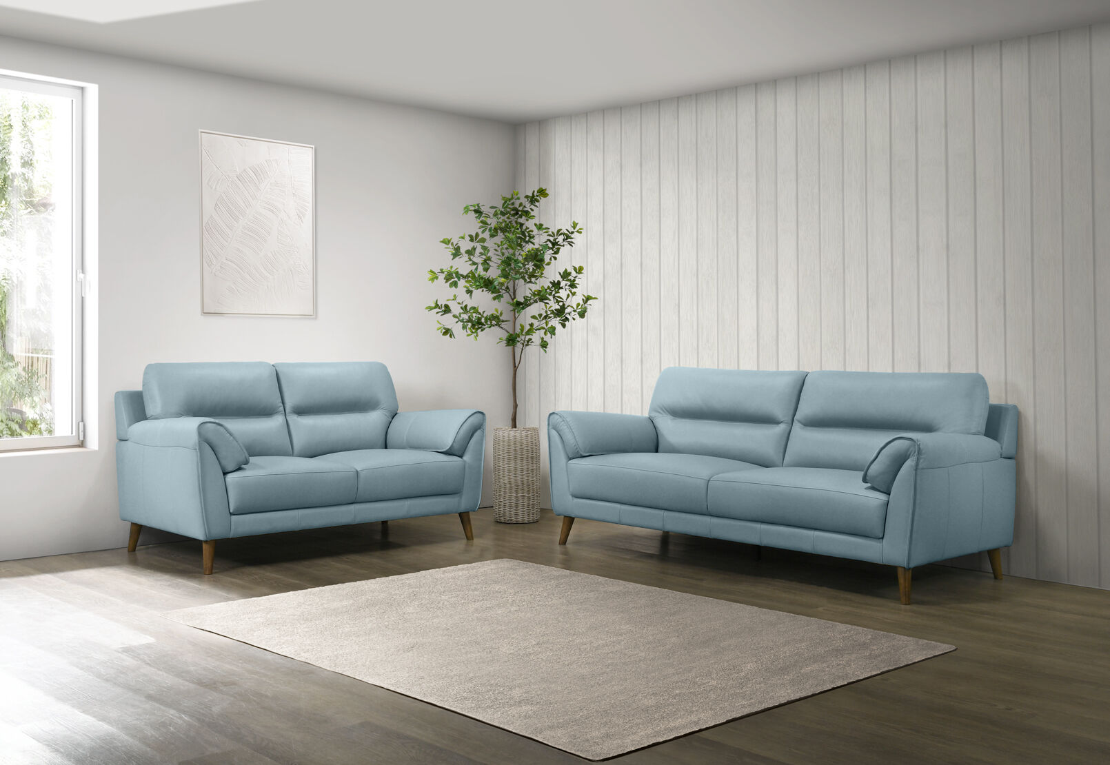 CARNABY LEATHER 3 SEATER SOFA BLUE
