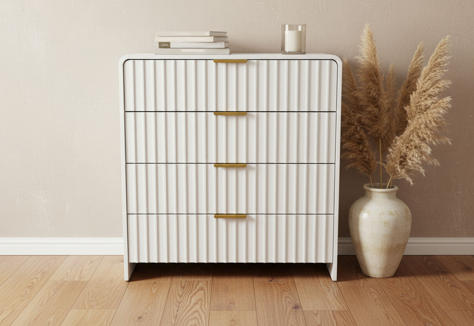 CARRARA 4 DRAWER TALL CHEST WHITE