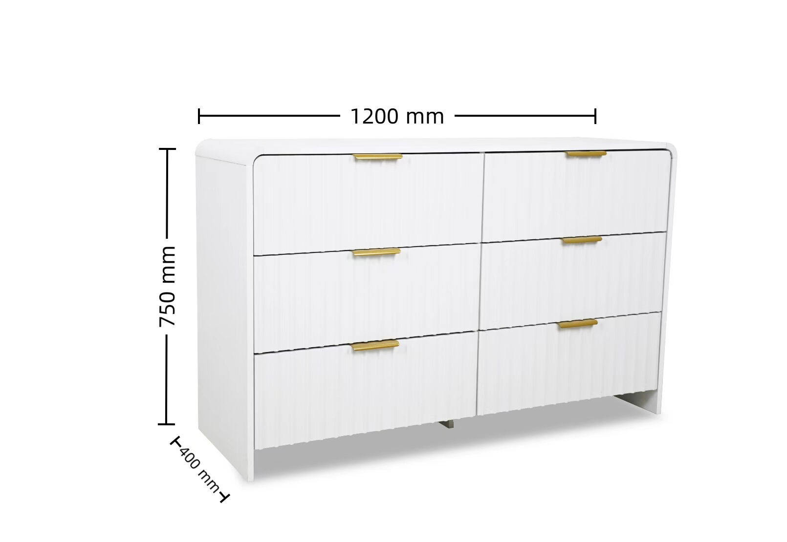 CARRARA 6 DRAWER DRESSER WHITE