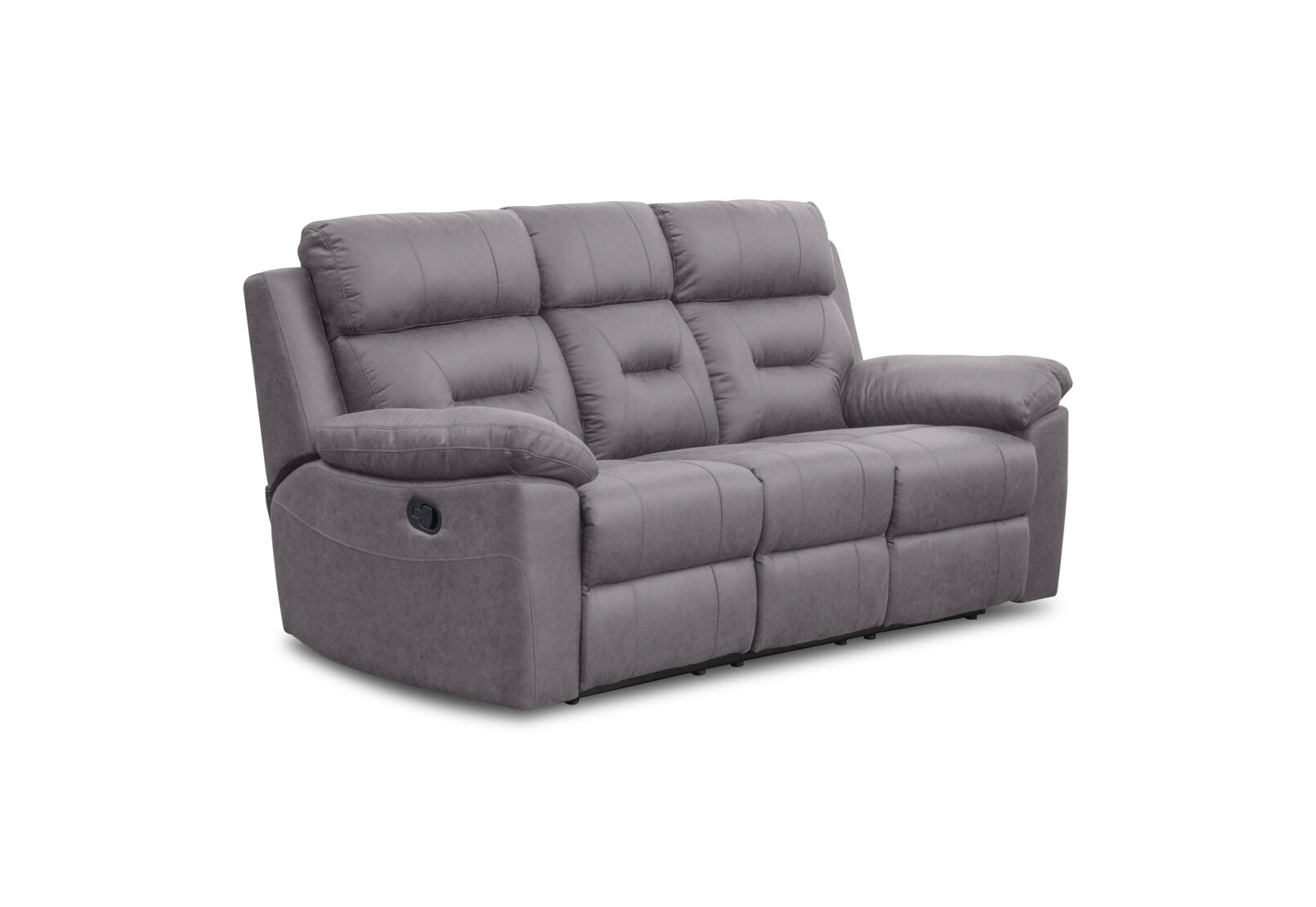 KESWICK FABRIC 3 SEATER WITH 2 INBUILT RECLINERS & DROP DOWN TABLE LIGHT GREY