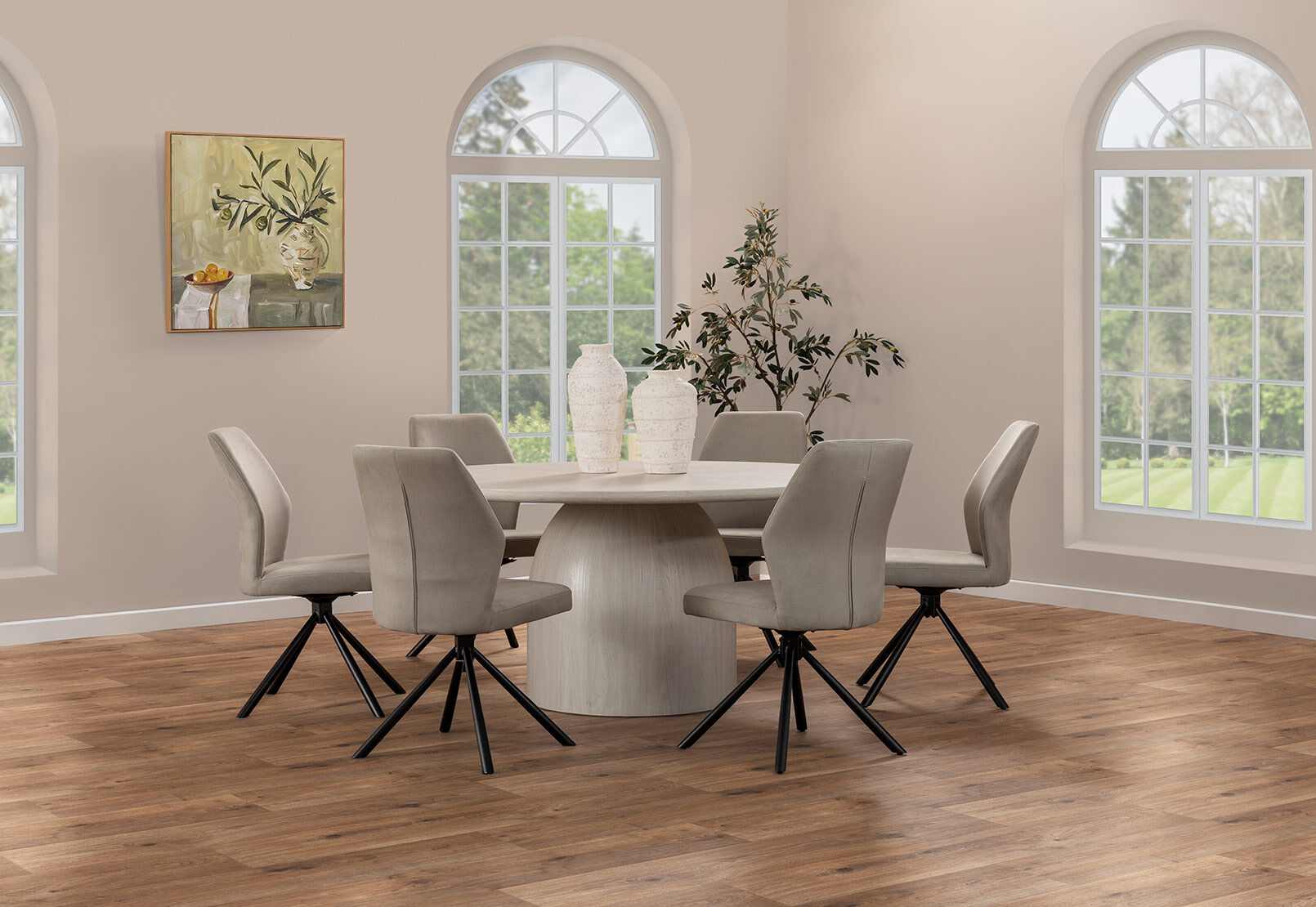 VIOLETTA 7 PIECE DINING SUITE WHITE/GREY