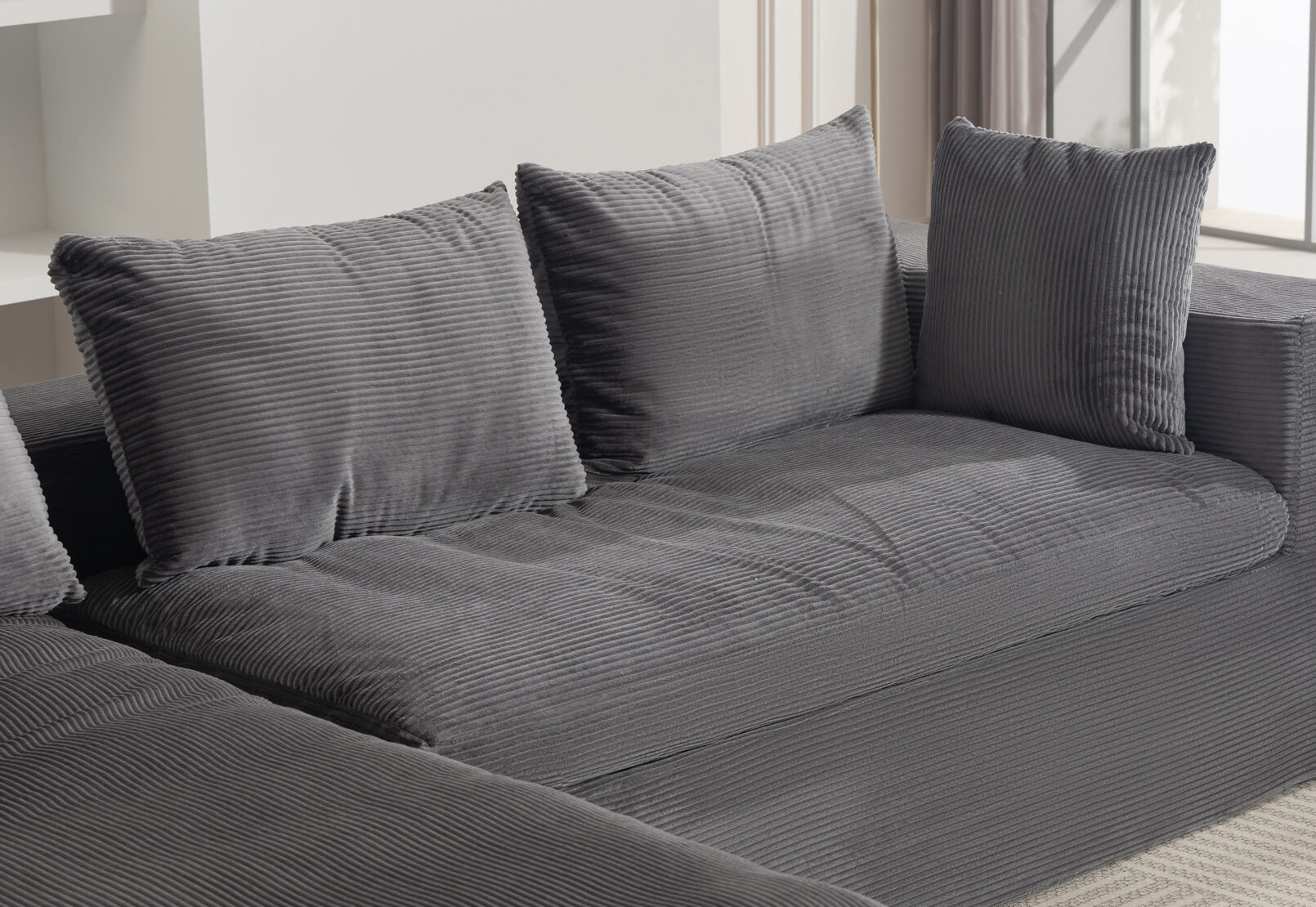 LECCE 3 SEAT SOFA WITH LHF CHAISE DARK GREY