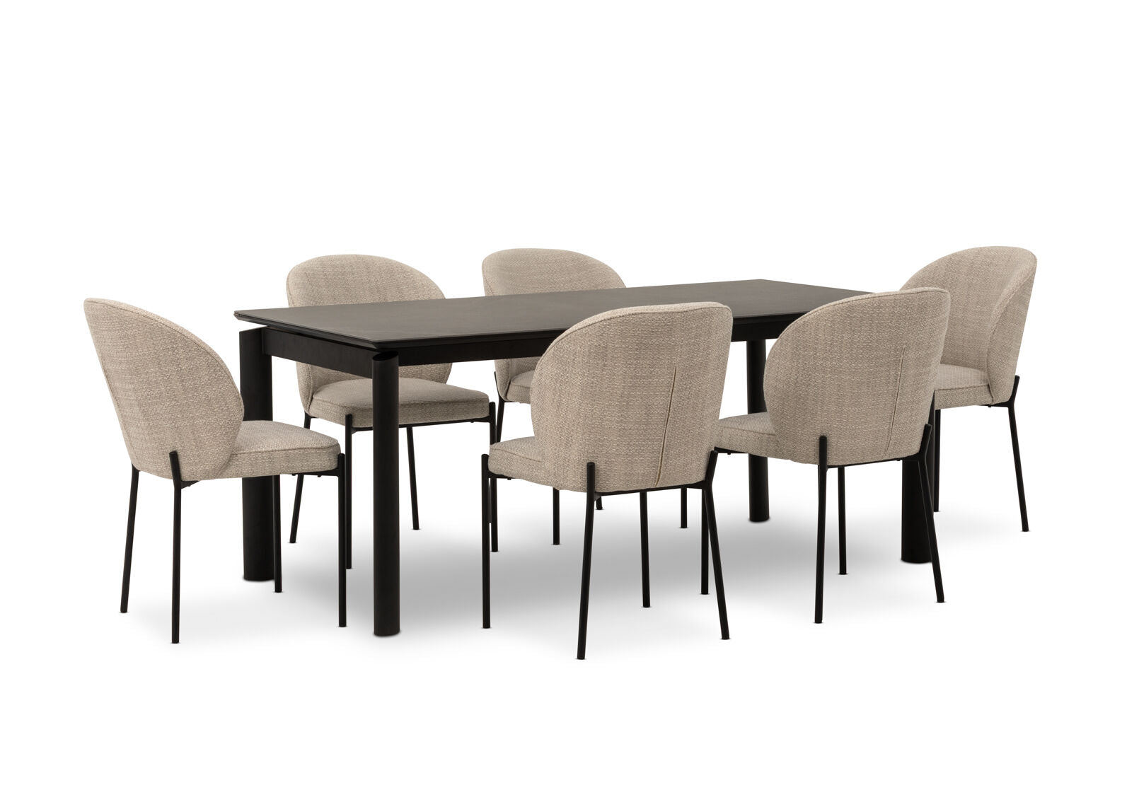 ANNORA 7 PIECE DINING SUITE BLACK