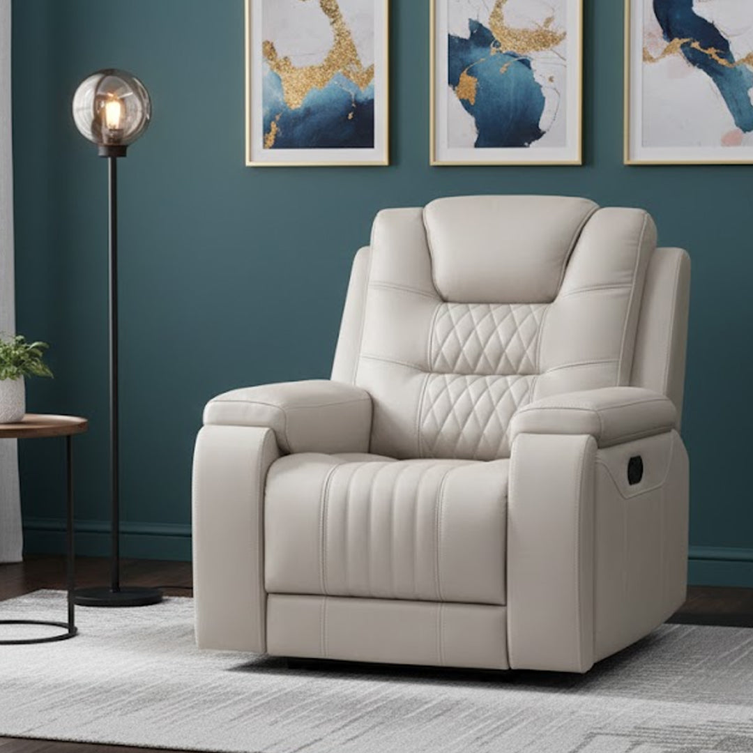 AGASSI FABRIC DUAL ELECTRIC RECLINER LIGHT GREY