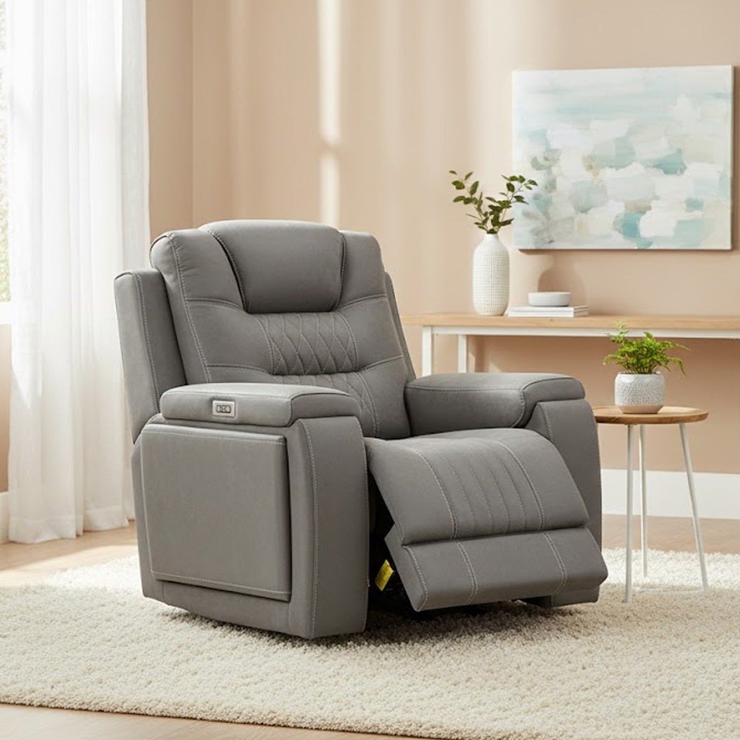 AGASSI FABRIC ELECTRIC RECLINER DARK GREY