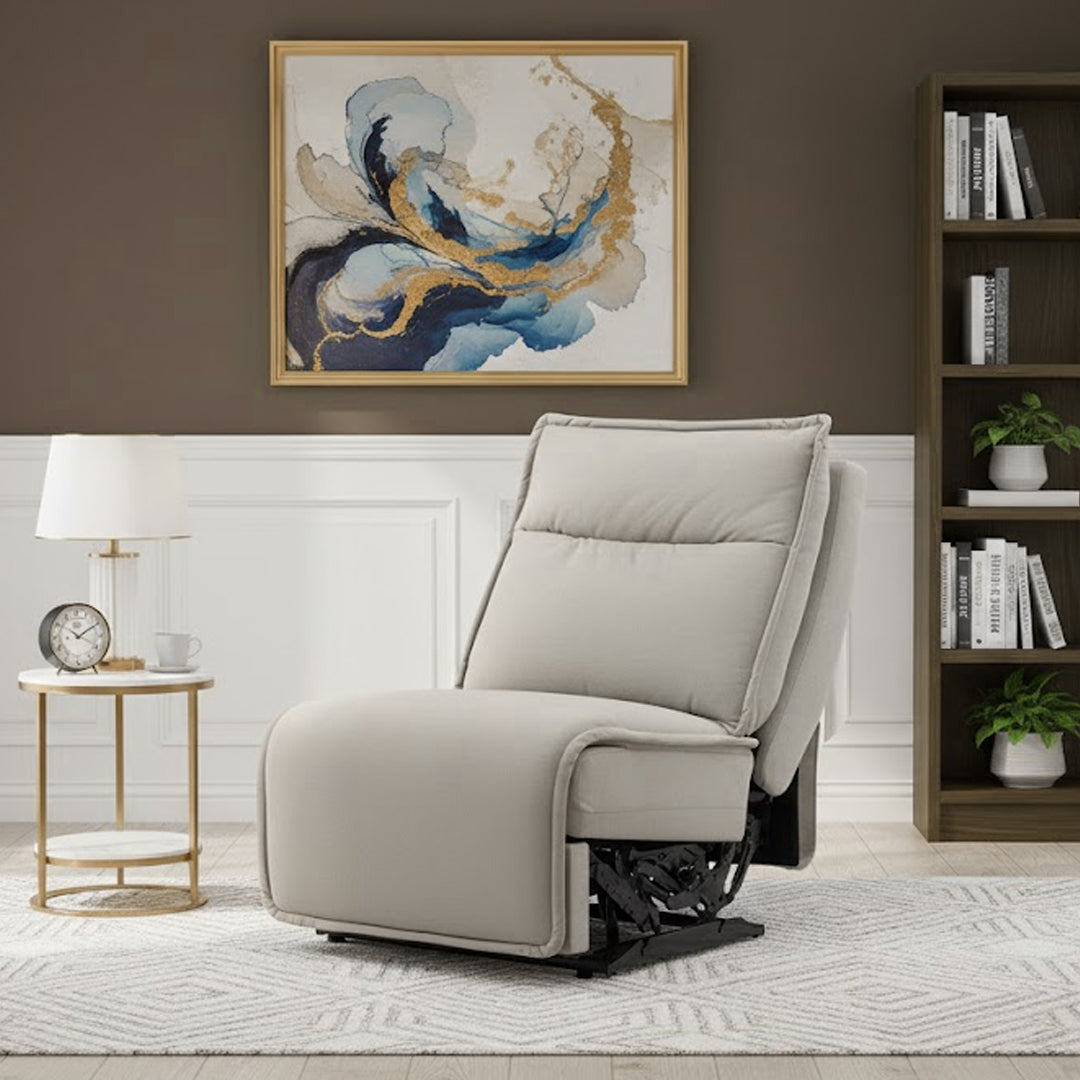 ALCINA FABRIC ARMLESS ELECTRIC RECLINER CHAIR LIGHT GREY