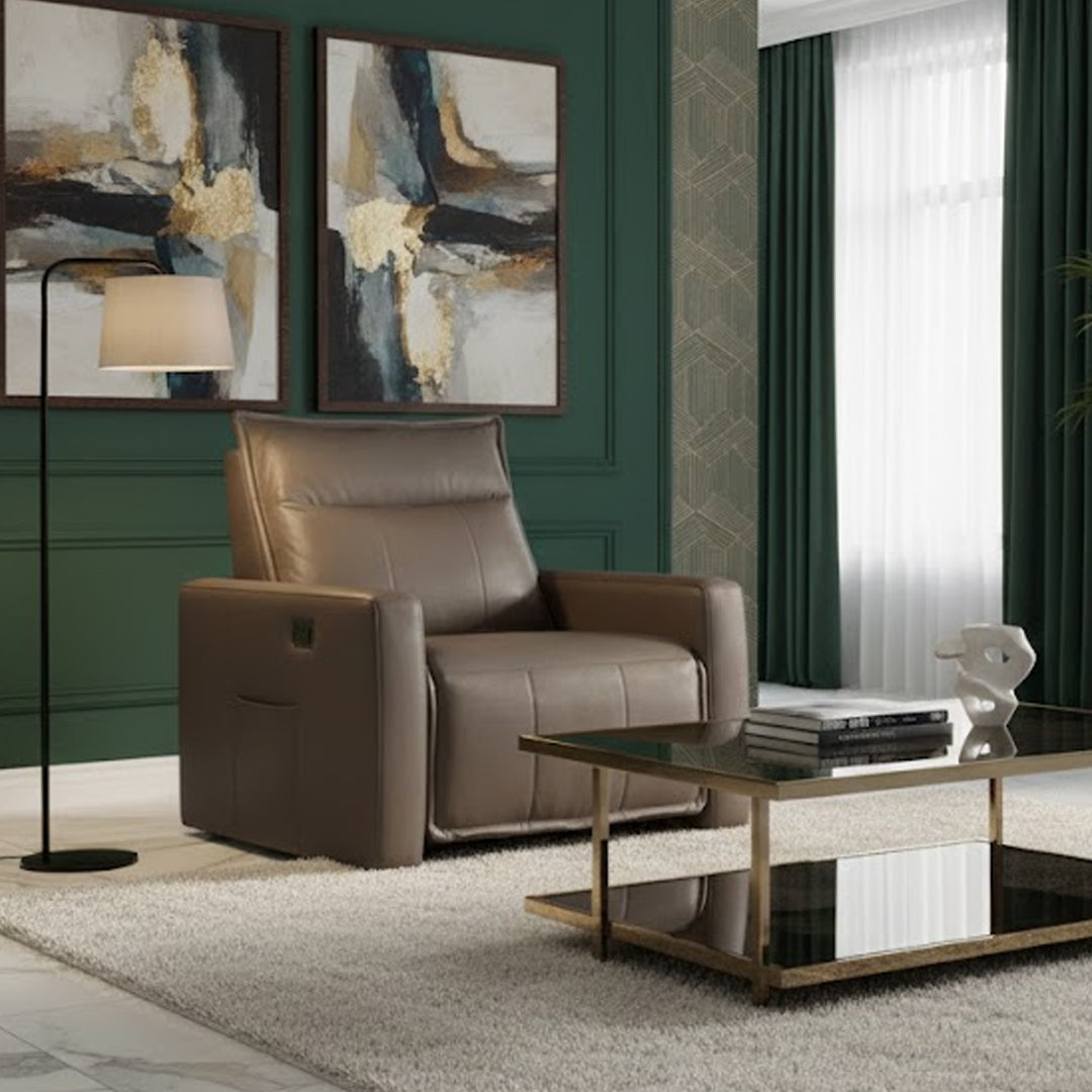 ALCINA LEATHER ELECTRIC RECLINER CHOCOLATE