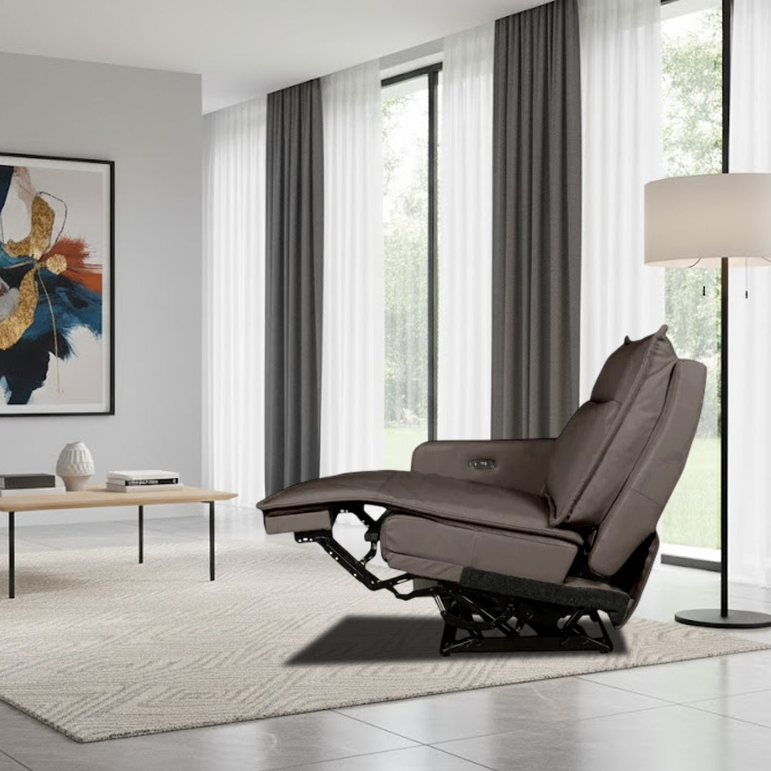 ALCINA LEATHER LHF ELECTRIC RECLINER ARM CHAIR CHOCOLATE