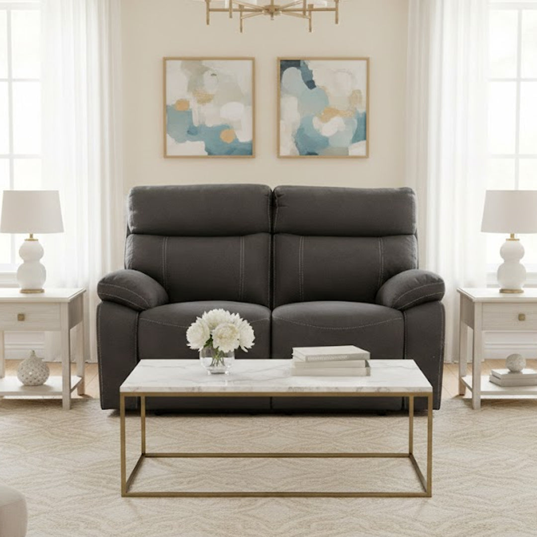 ALFRED FABRIC 2 SEATER WITH INBUILT RECLINERS CHARCOAL