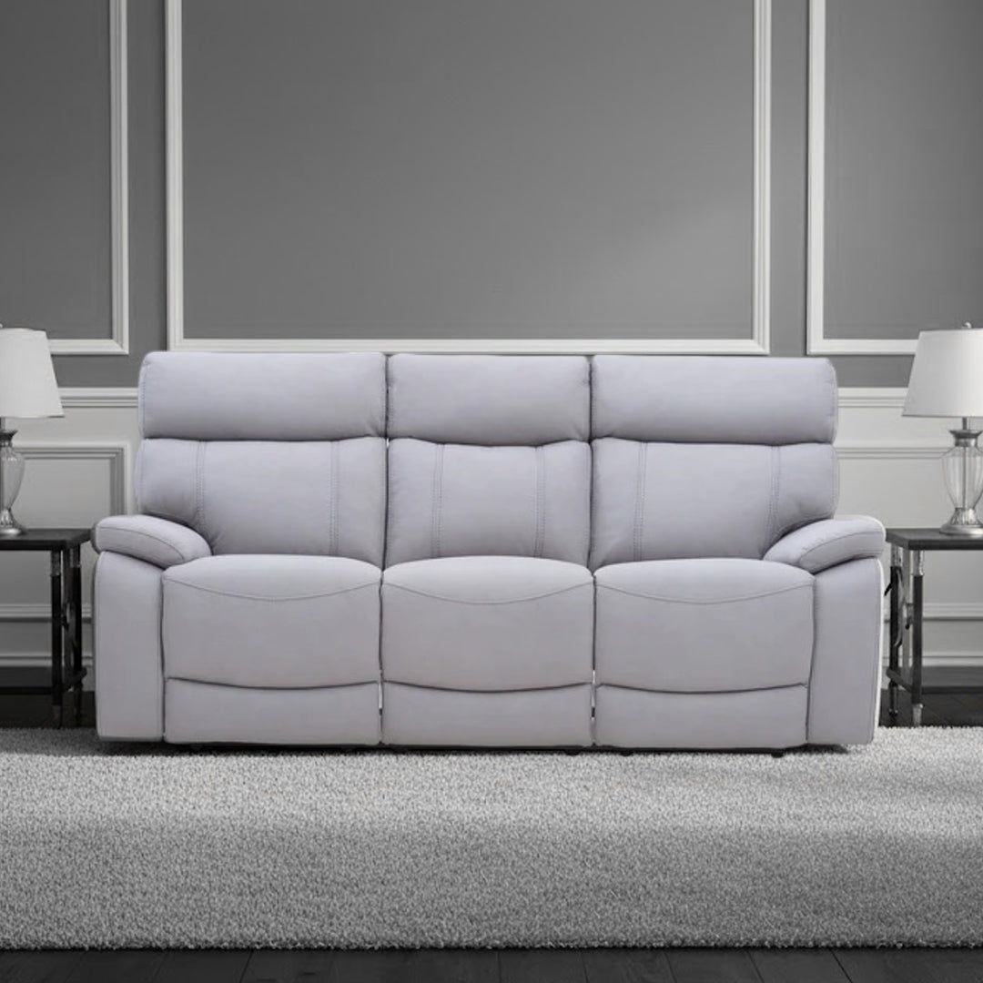 ALFRED FABRIC 3 SEATER WITH 2 INBUILT RECLINERS LIGHT GREY