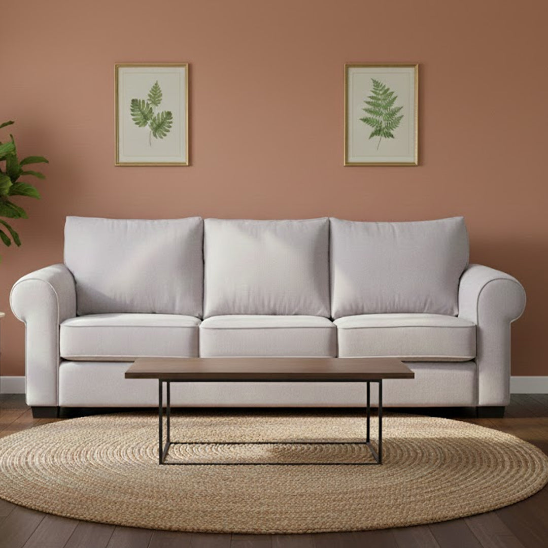 ALLI FABRIC 3 SEATER SOFA LIGHT GREY