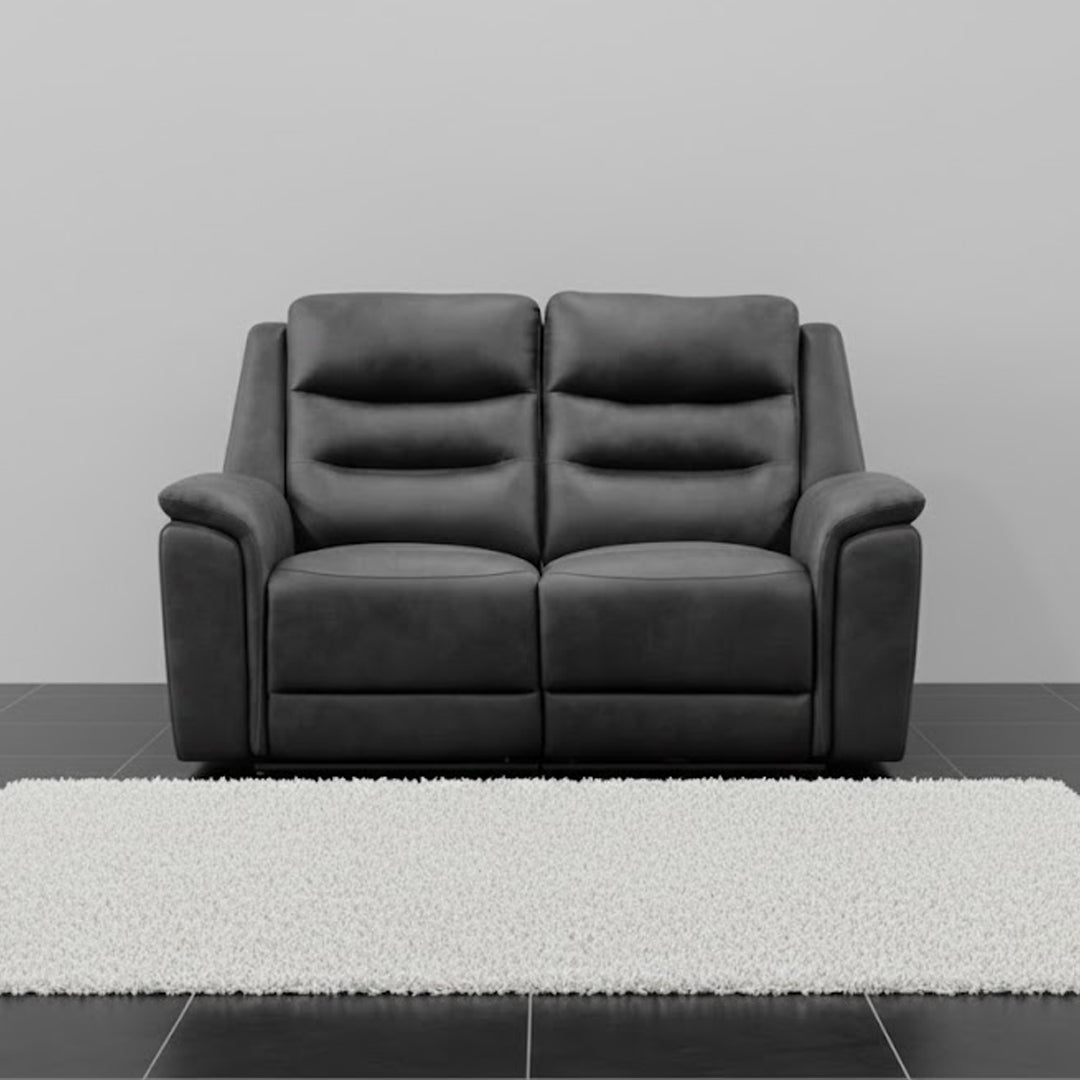 ATALANTA FABRIC 2 SEATER WITH INBUILT ELECTRIC RECLINERS CHARCOAL