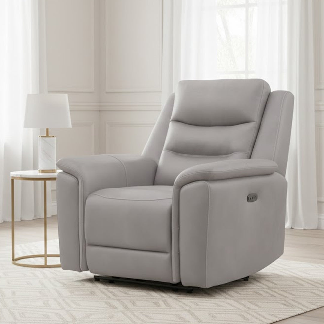ATALANTA FABRIC ELECTRIC RECLINER LIGHT GREY