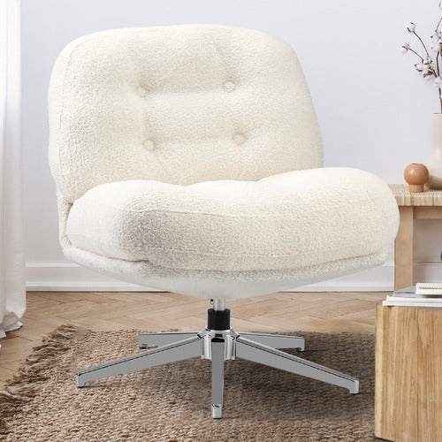LIVING FUSION ADLER BOUCLE SWIVEL ACCENT CHAIR