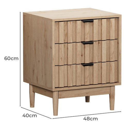 LIVING FUSION ADRIAN 3 DRAWER BEDSIDE TABLE