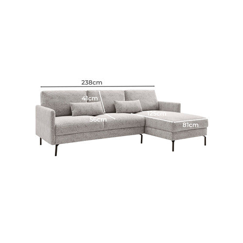 CORE LIVING ALABA 3 SEATER UPHOLSTERED SOFA WITH RIGHT CHAISE