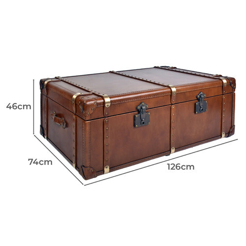 CHARTWELL HOME ALEKSI AGED COWHIDE LEATHER COFFEE TABLE