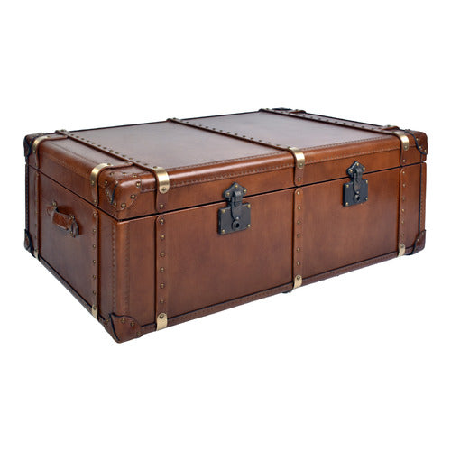 CHARTWELL HOME ALEKSI AGED COWHIDE LEATHER COFFEE TABLE