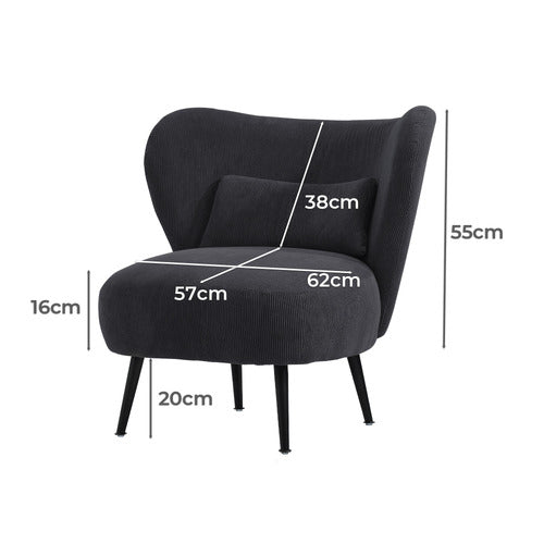 LIVING FUSION ALEYN CORDUROY VELVET WING BACK CHAIR