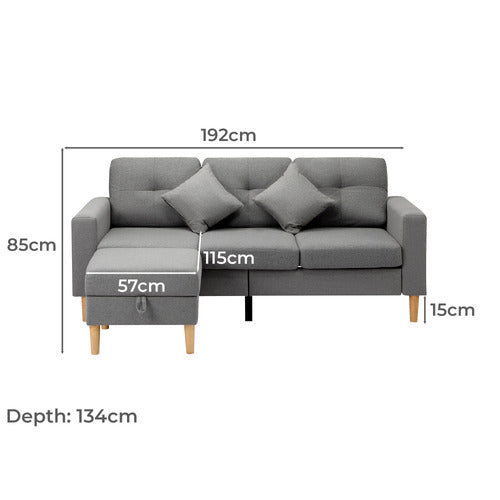 LIVING FUSION ALINUR 3 SEATER SOFA & OTTOMAN SET